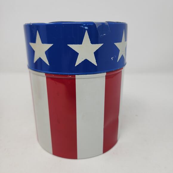 Vintage JAPAN American Flag Tins (2) Max Factor Containers Labor Day, Noel - Picture 3 of 11